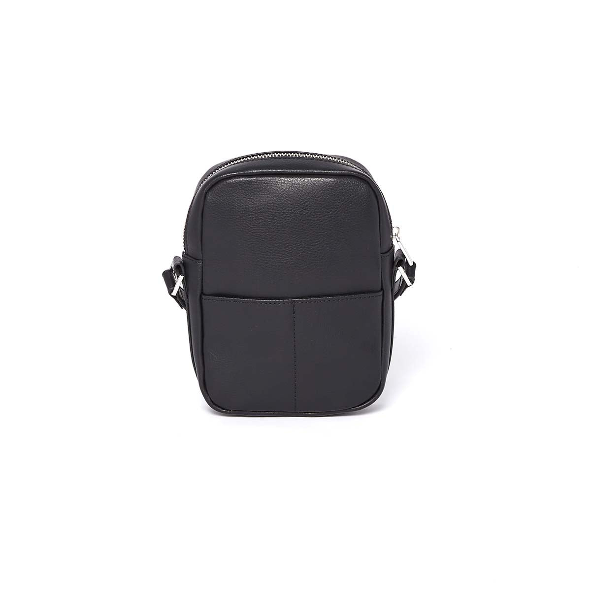 Sac bandoulière homme en cuir uni noir