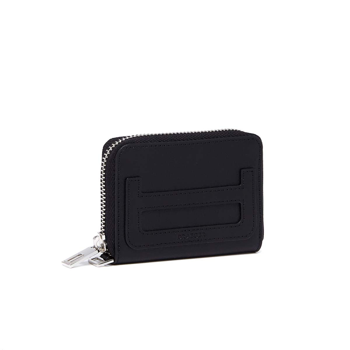 Porte-monnaie zippé homme en cuir noir