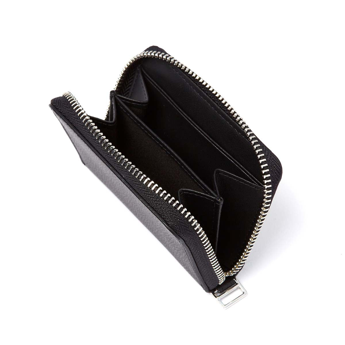 Porte-monnaie zippé homme en cuir noir