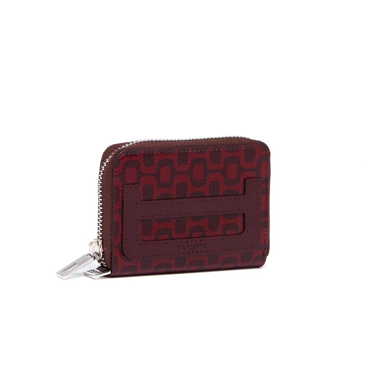 Porte-monnaie zippé homme en cuir - motif Rio - bordeaux