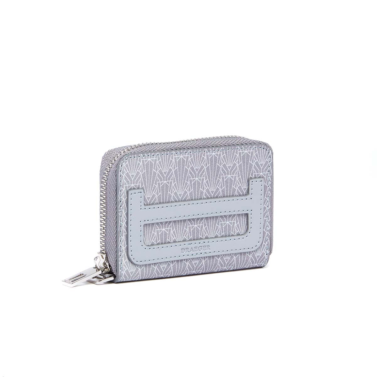 Porte-monnaie zippé homme en cuir - motif New York - gris