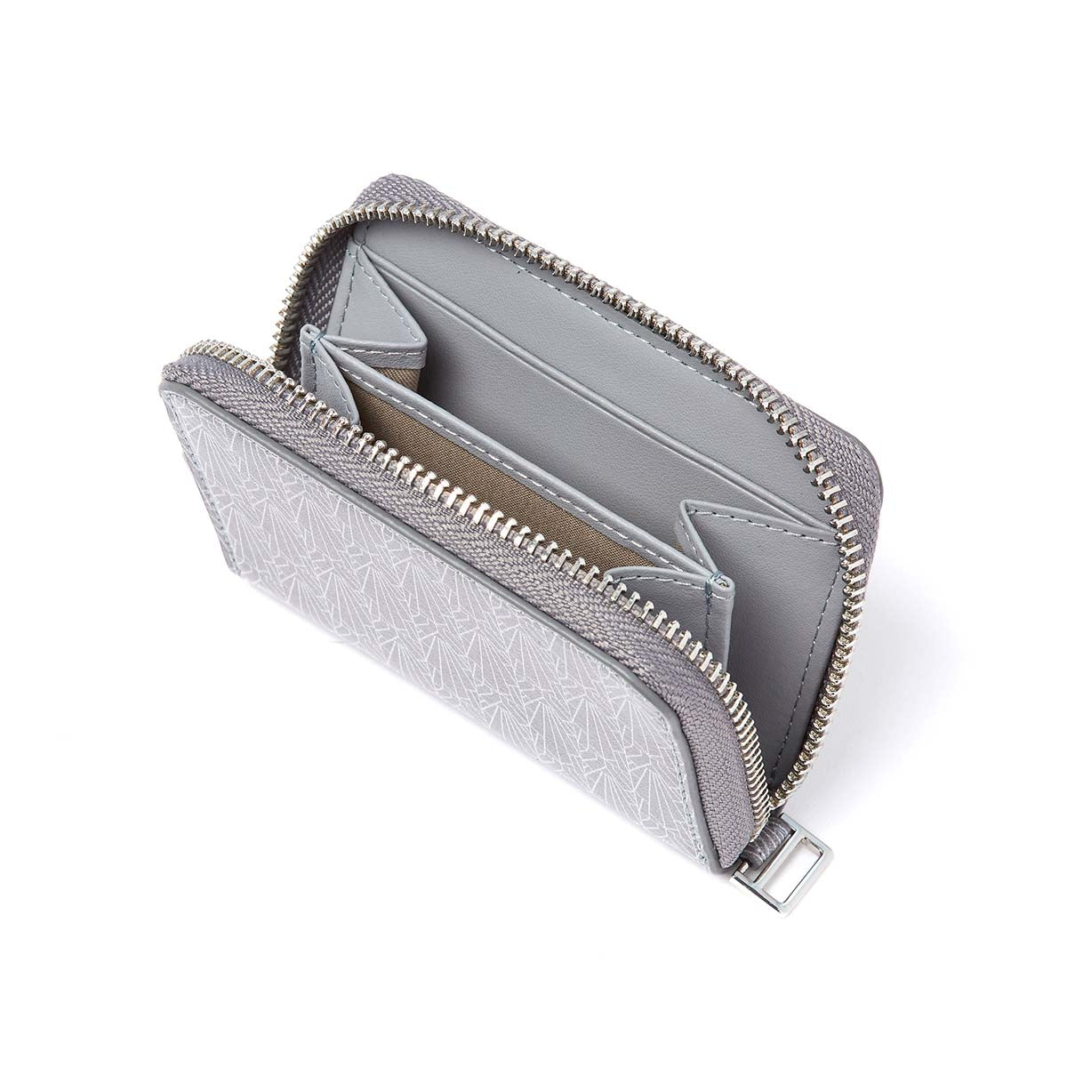 Porte-monnaie zippé homme en cuir - motif New York - gris