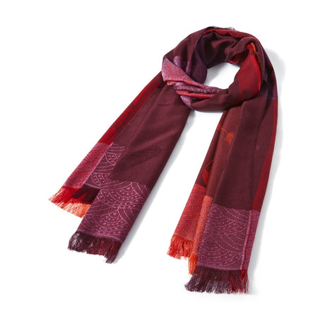 Etole jacquard plumes - bordeaux orange