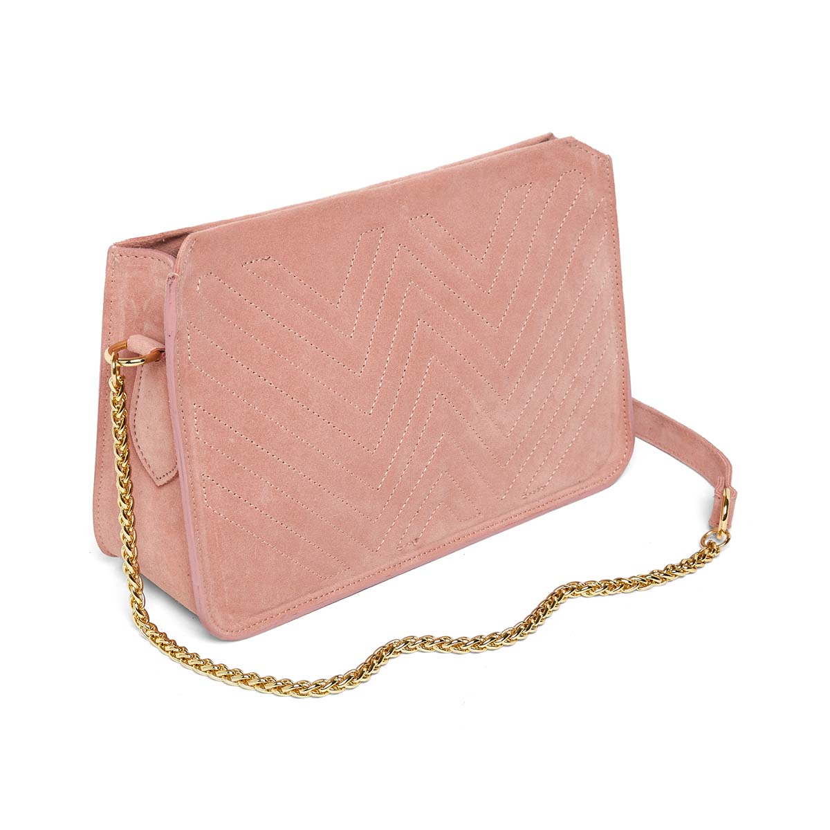 Pochette cuir suédé - rose