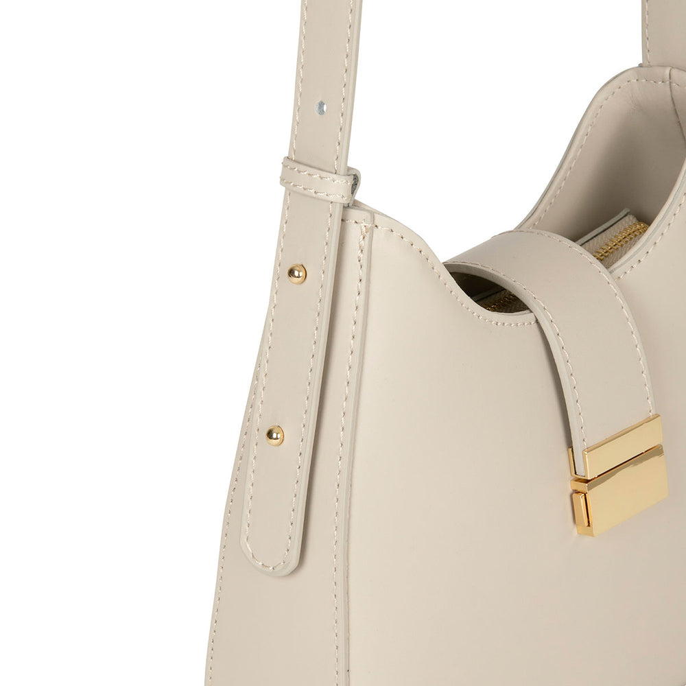 Smooth leather hobo bag - cream – Draeger Paris