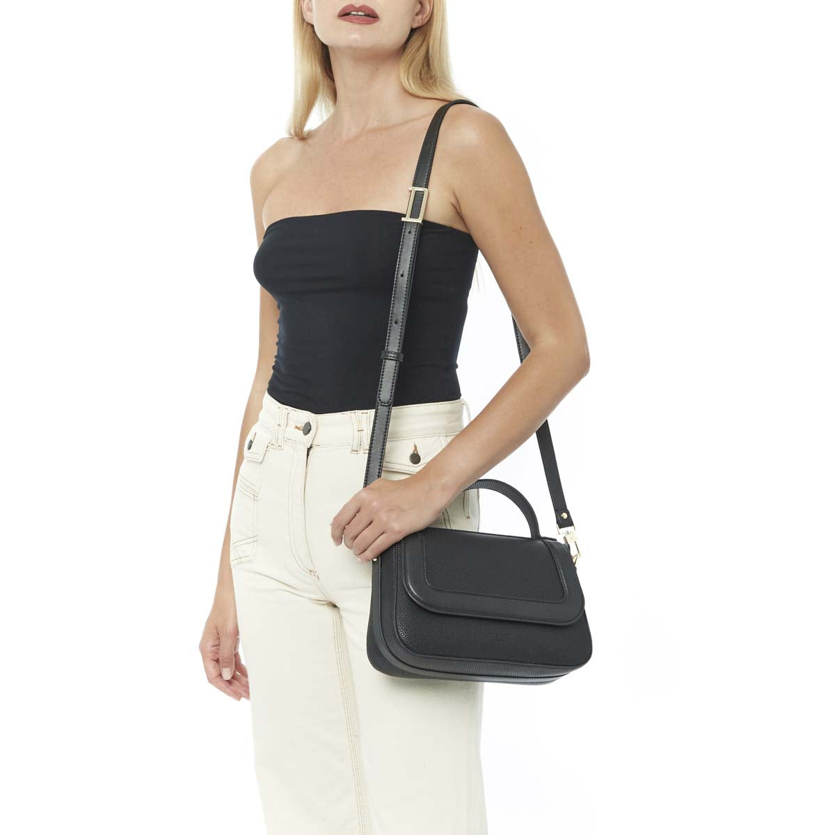 Sac trapèze - 100% cuir - Triple porté - Femme