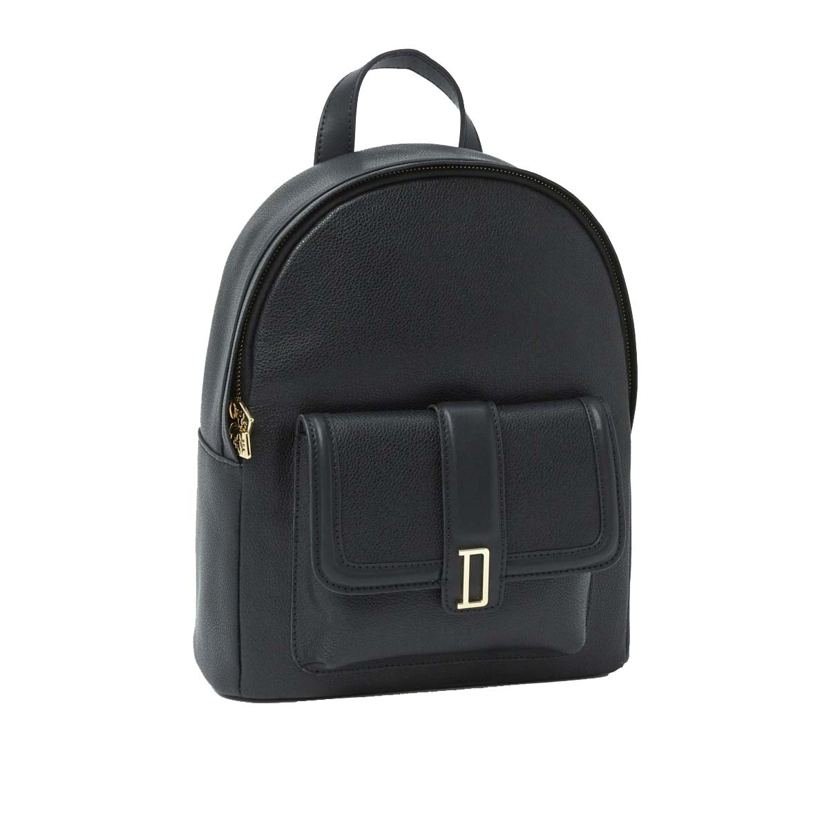 Sac à dos noir - 100% cuir - Femme - Poche extérieure