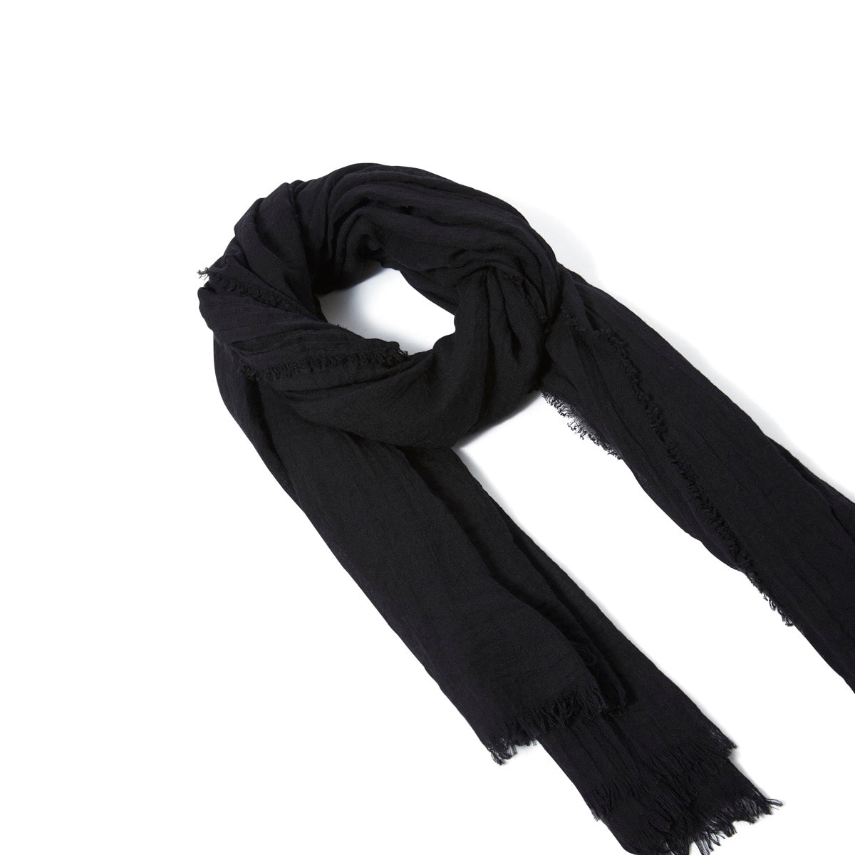 Foulard uni noir à franges