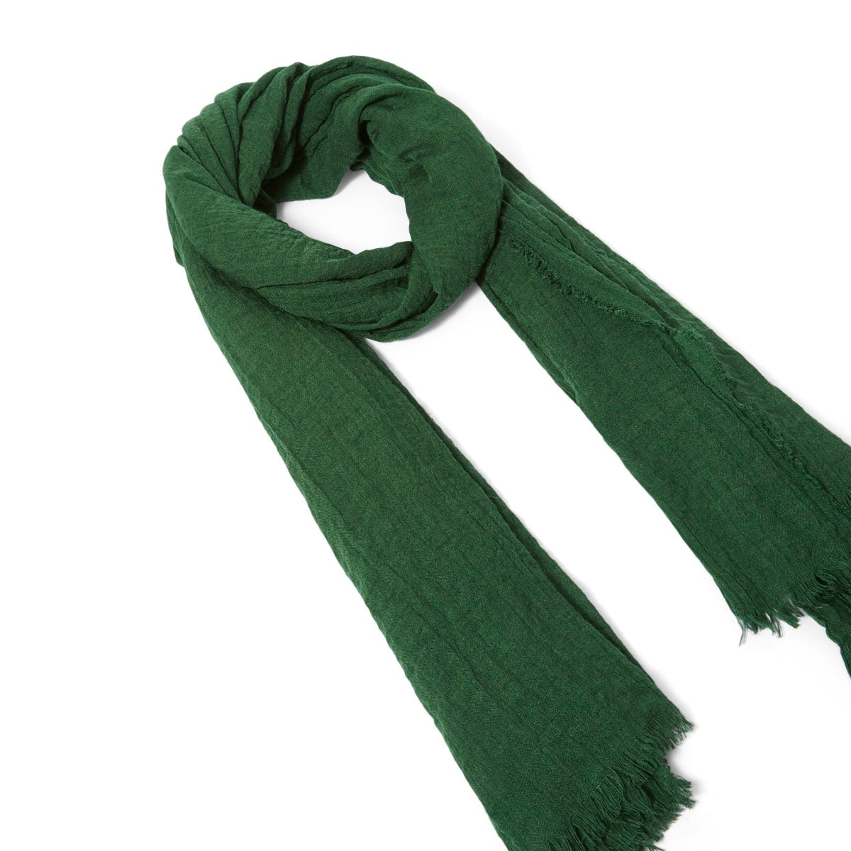 Foulard uni vert à franges