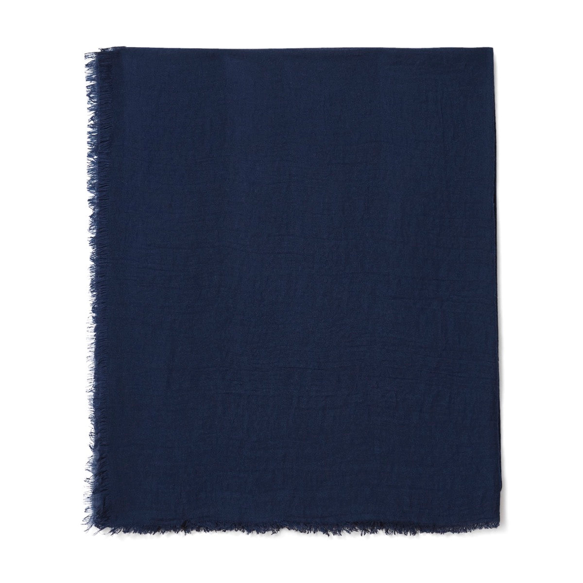 Foulard uni bleu nuit à franges