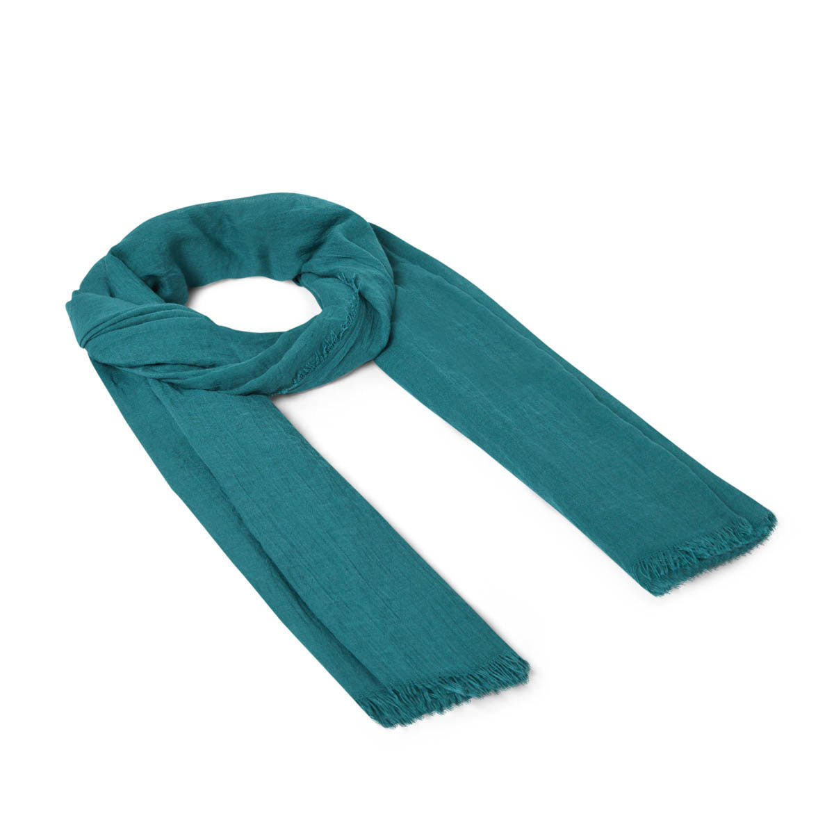 Foulard à franges - bleu canard