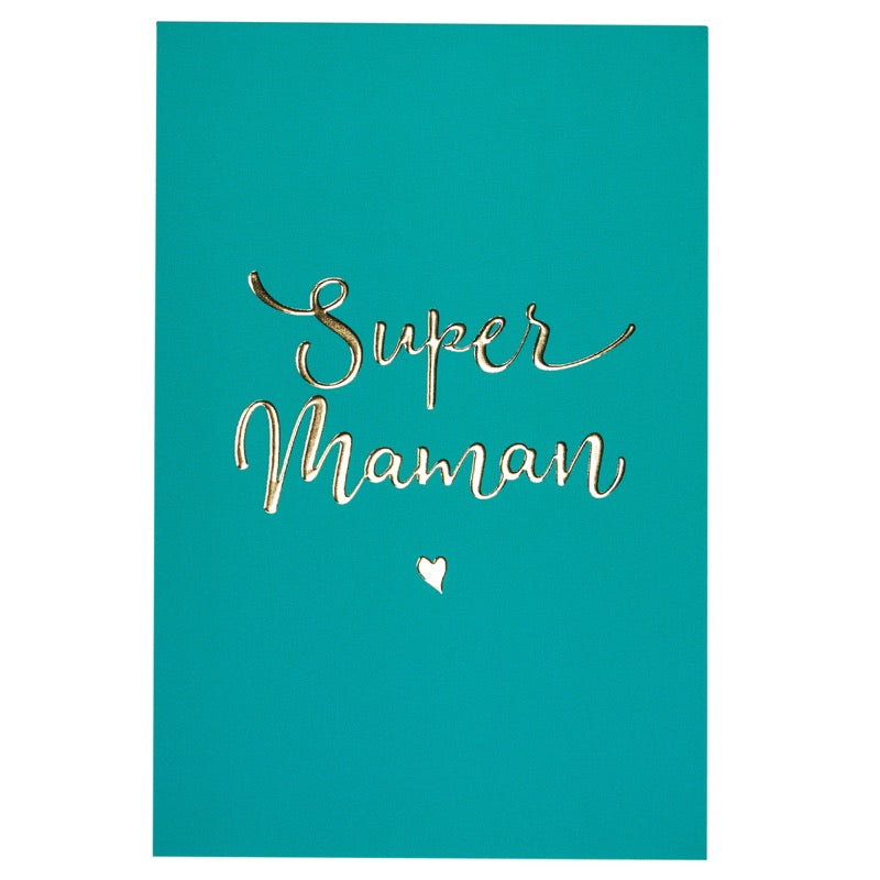 Super Mom card with golden letters