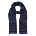 Arabesque jacquard stole - navy blue