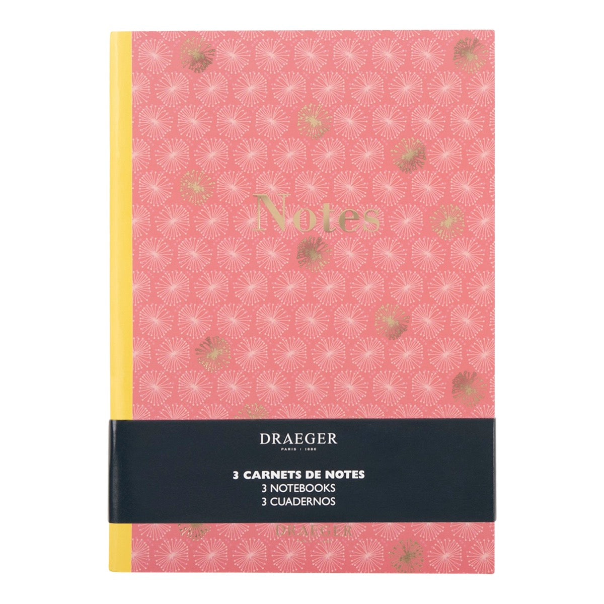 Lot de 3 carnets A5 lignés - rose, vert