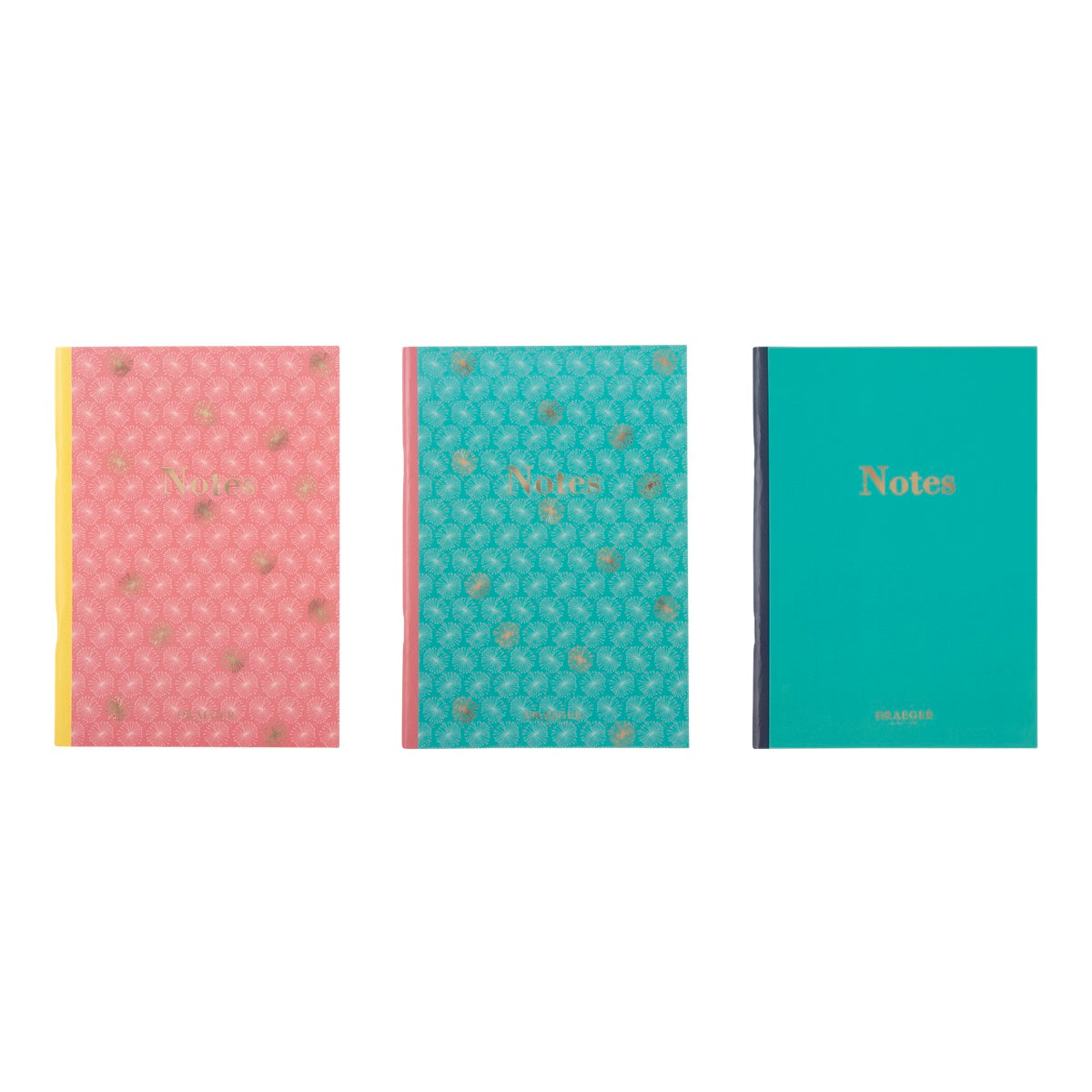 Lot de 3 carnets A5 lignés - rose, vert