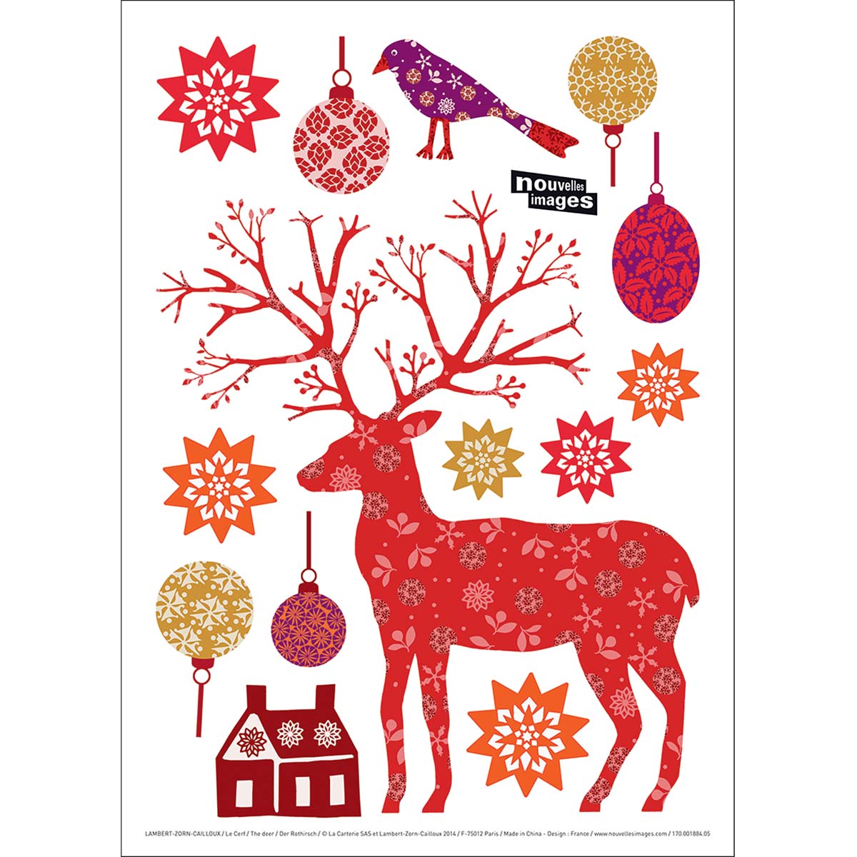 Homesticker Noël Le Cerf pour fenêtre