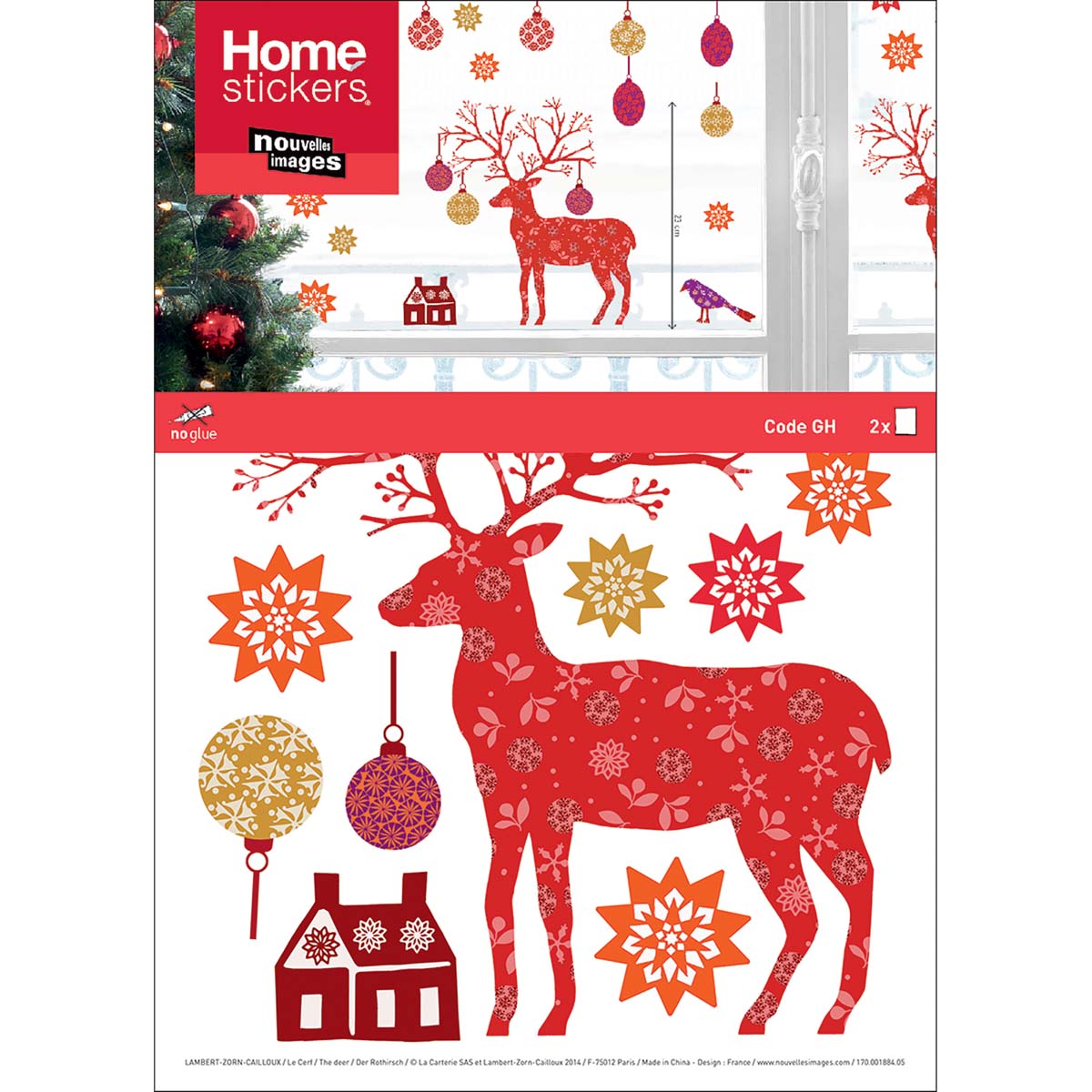 Homesticker Noël Le Cerf pour fenêtre