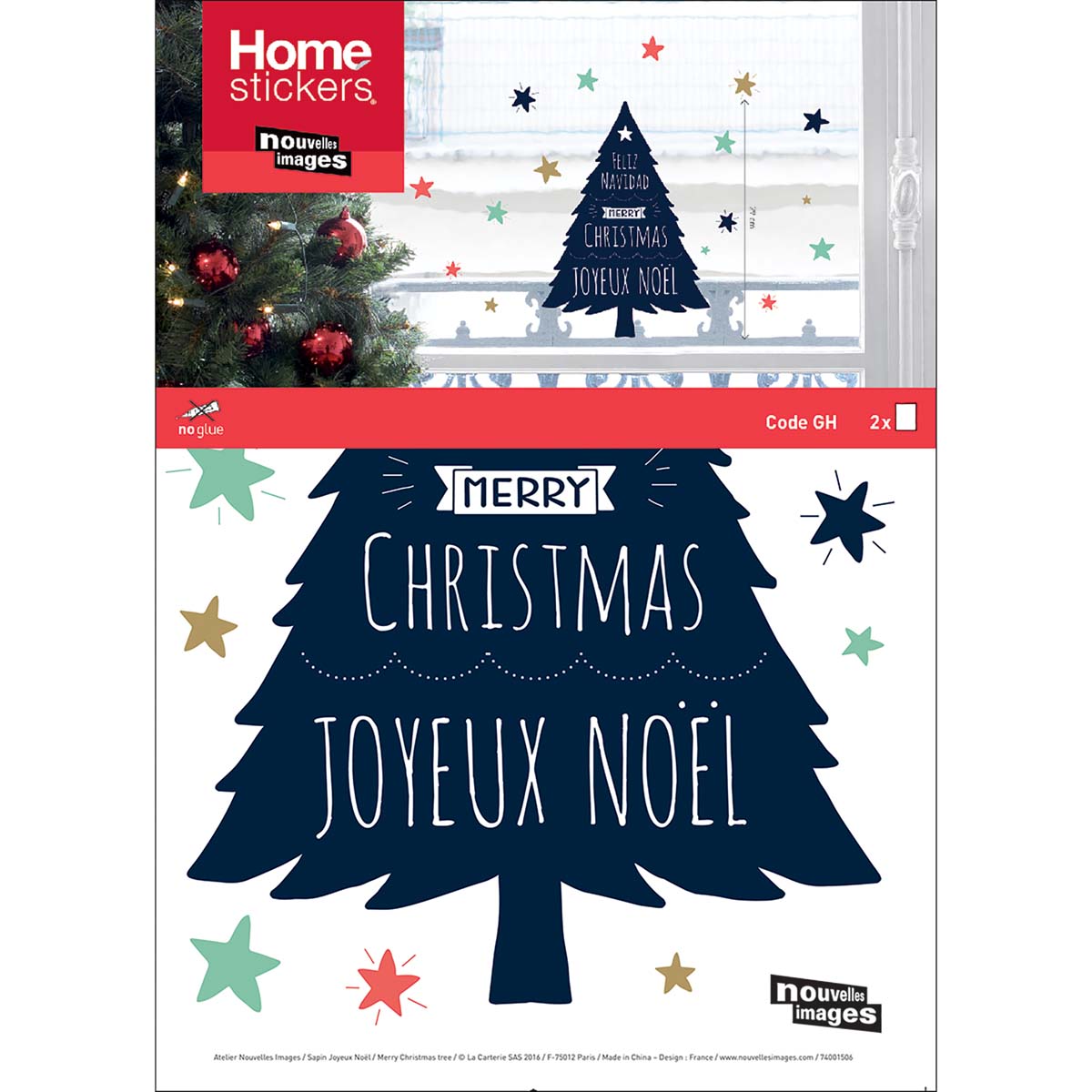 Homesticker Noël Sapin Joyeux Noël pour fenêtre