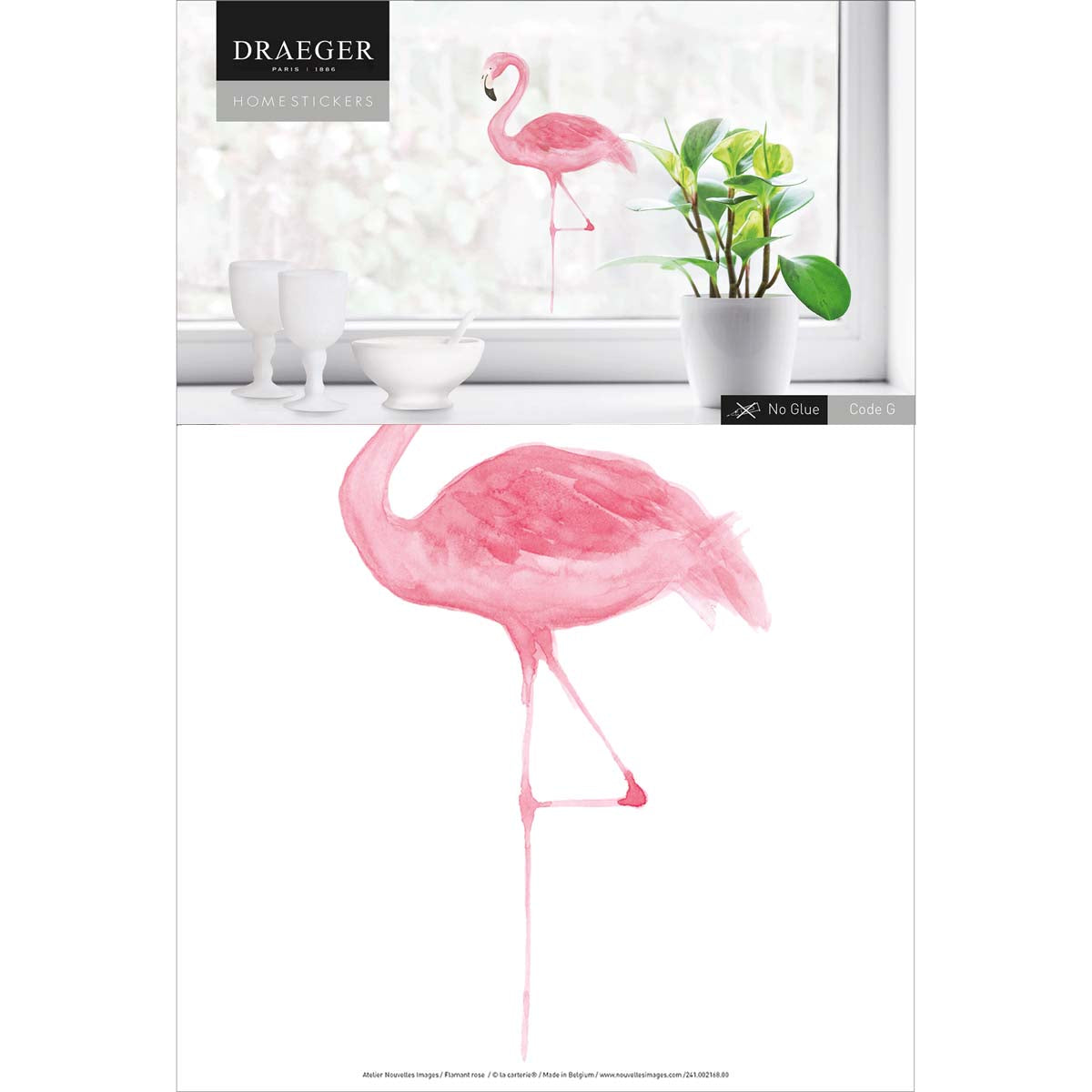 Sticker fenêtre Flamant Rose