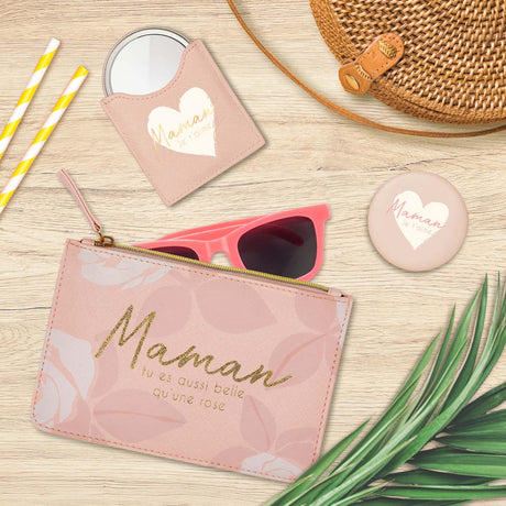 Lot Pochette & Miroir Maman Je T'aime