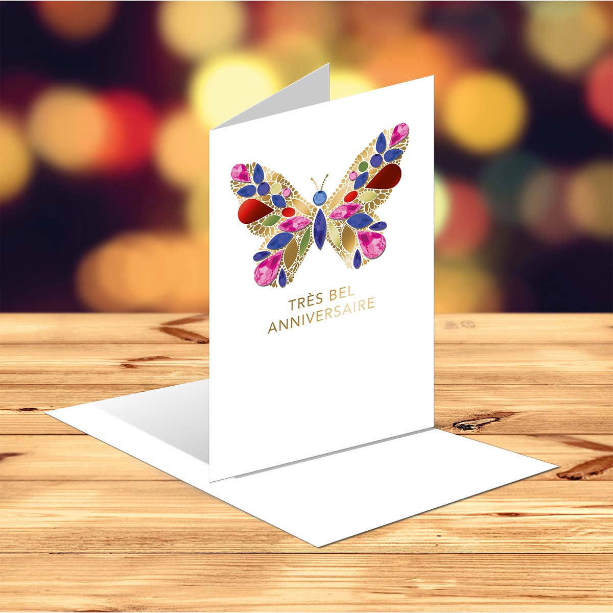 Carte anniversaire Papillon et strass