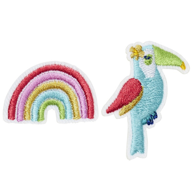 Broche brodée Toucan & Arc-en-ciel