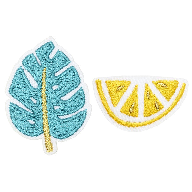 Broche brodée Monstera & Citron