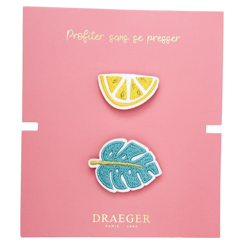 Broche brodée Monstera & Citron