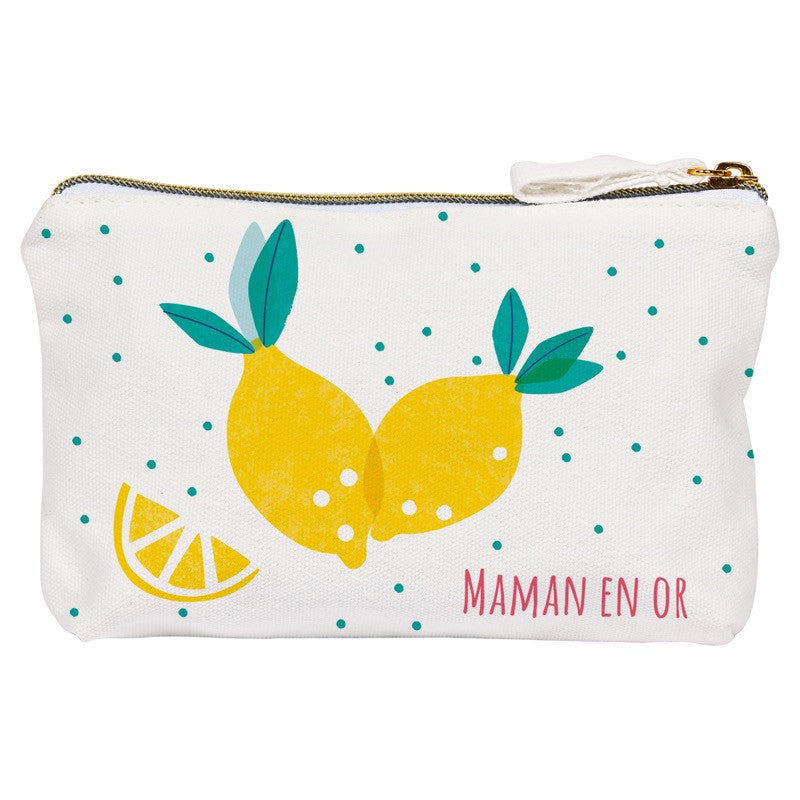 Pochette coton Maman en or