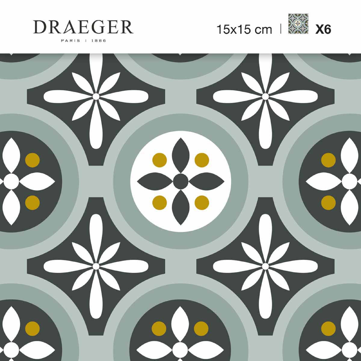 Stickers carrelage 15x15 cm Motifs floraux vert d'eau