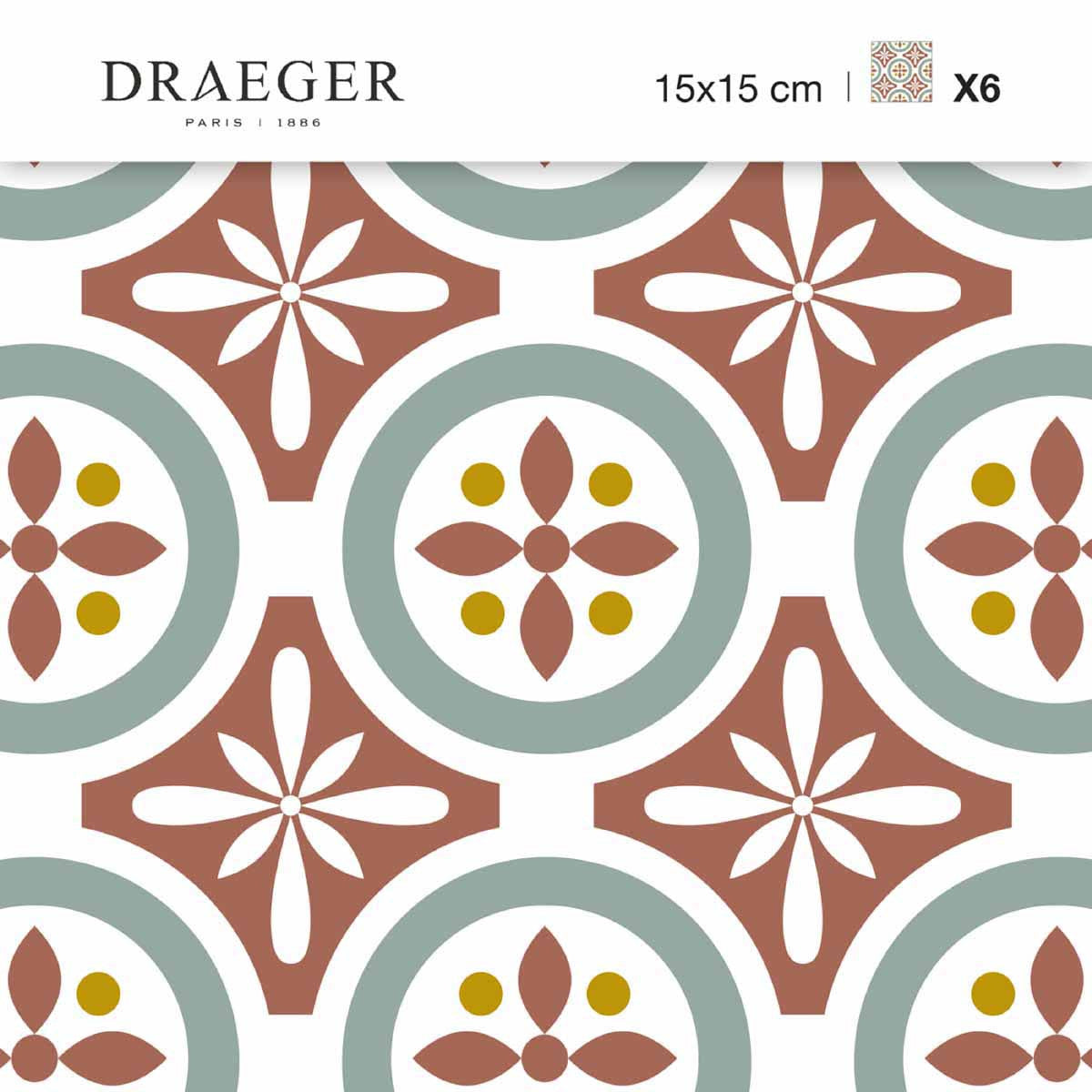 Stickers carrelage 15x15 cm Motifs floraux rouges