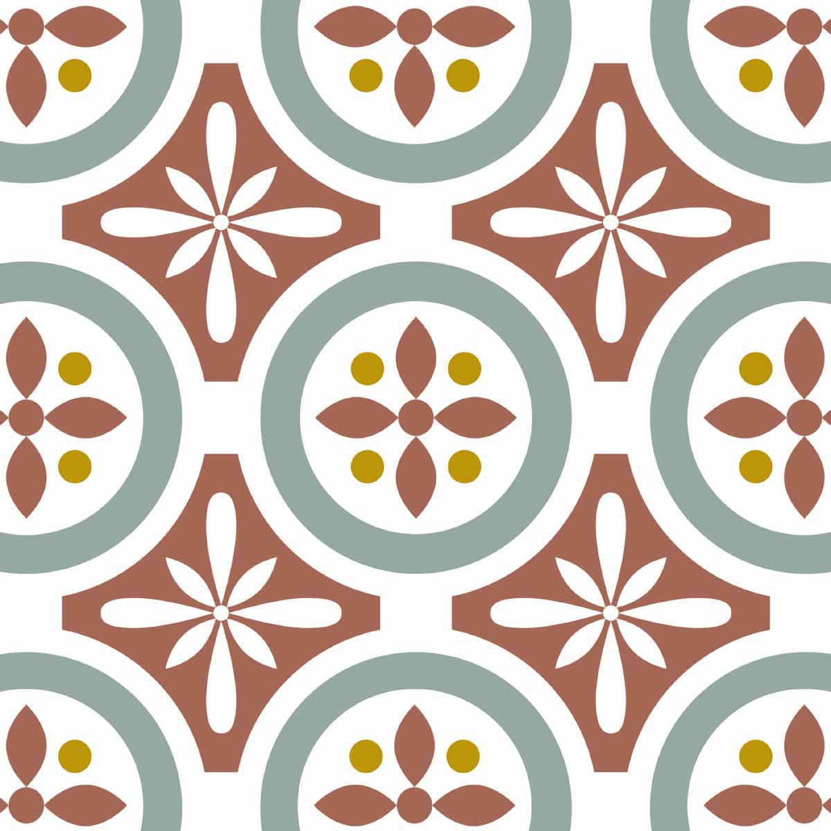 Stickers carrelage 15x15 cm Motifs floraux rouges