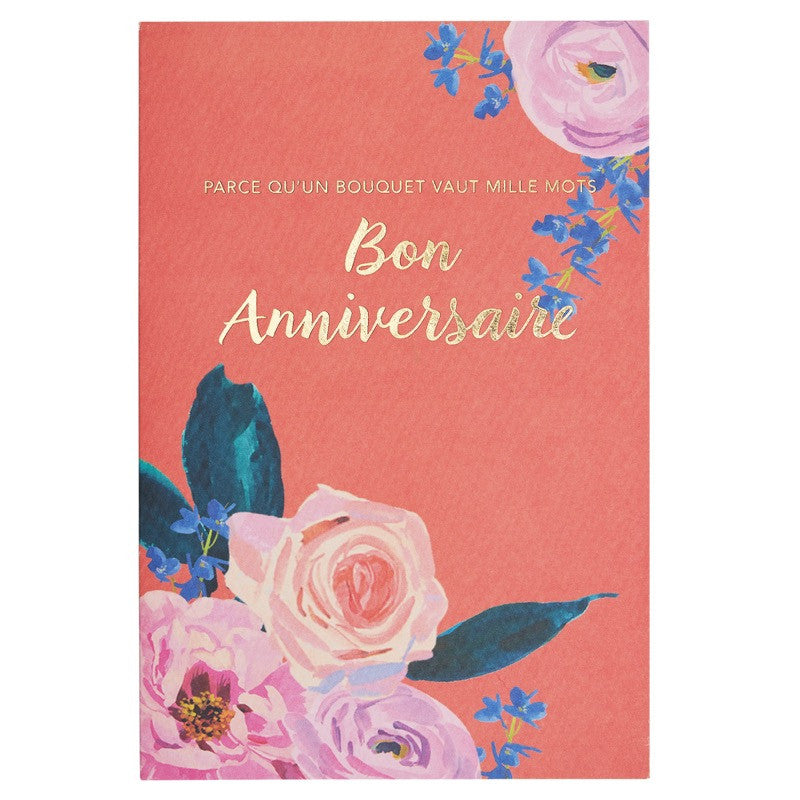 Carte Bon anniversaire bouquet de roses