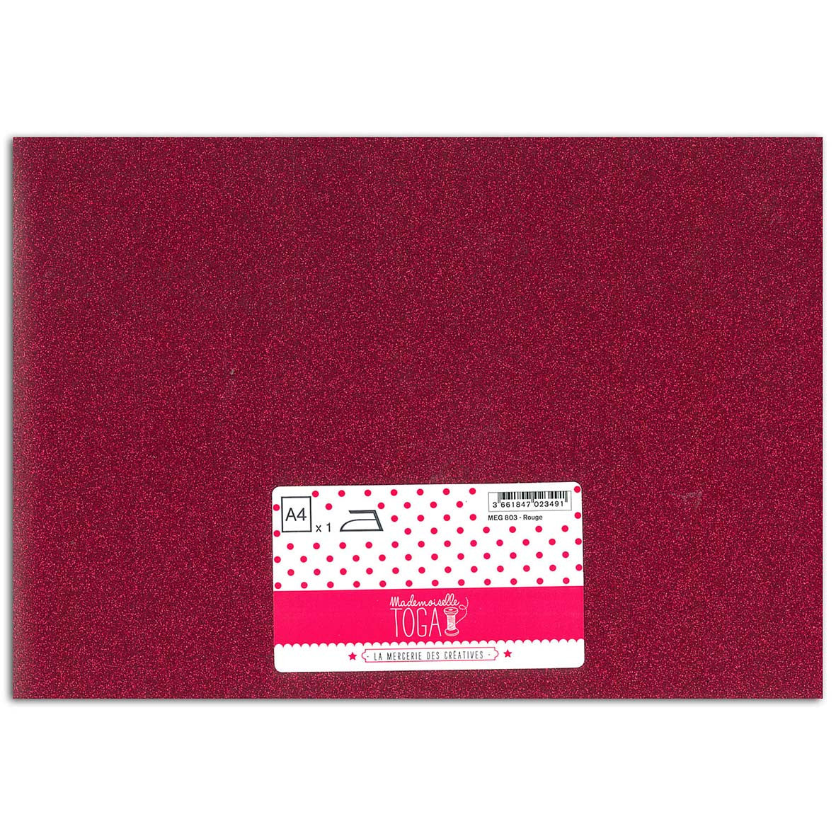 Tissu pailleté thermocollant - Rouge