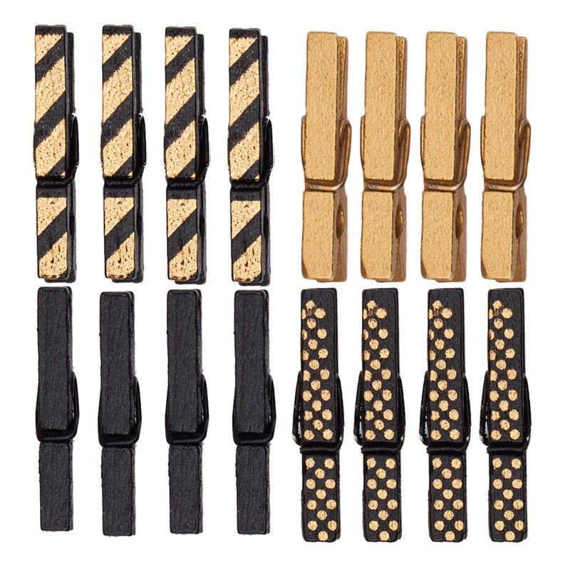 Clip decorativo Negro y dorado x16