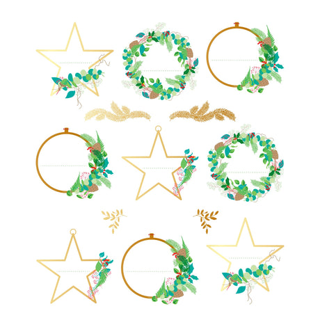 Holly gift tag stickers