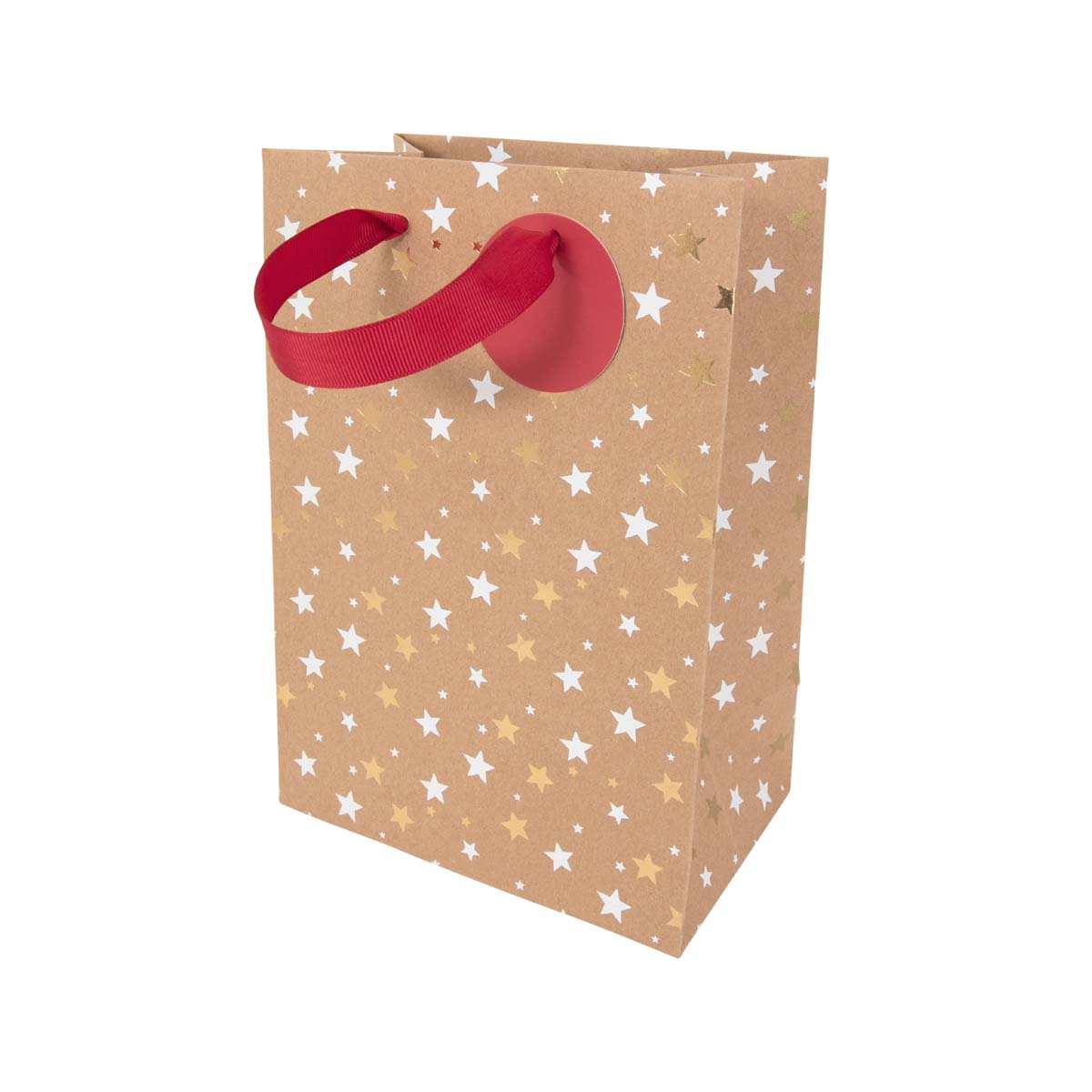 Sac cadeau Noël kraft étoiles or Petit format