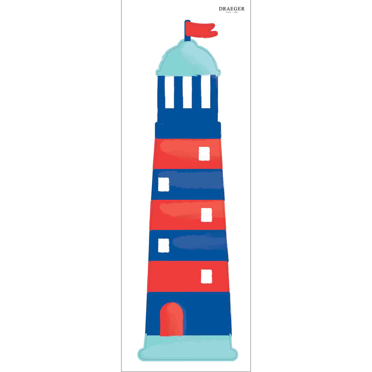 Sticker mural Phare marin bleu et rouge