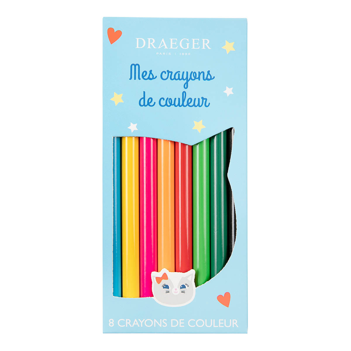 8 crayons de couleur chat