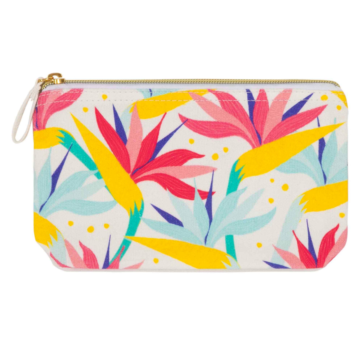Exotic flower printed cotton pouch