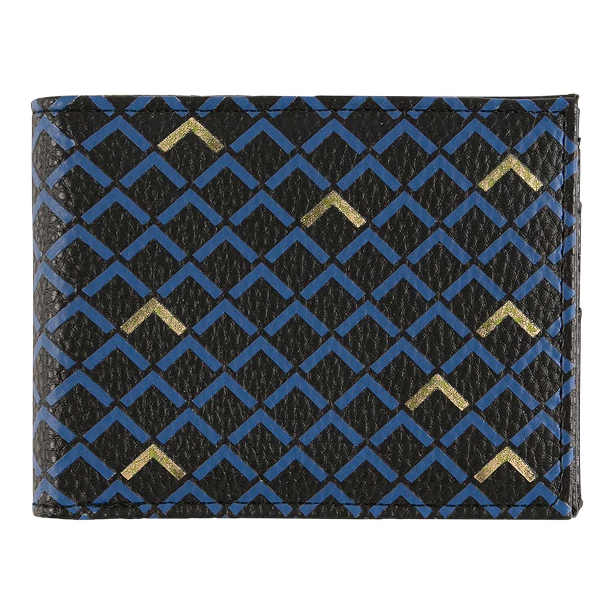 Portefeuille homme - motifs graphiques - bleu noir doré