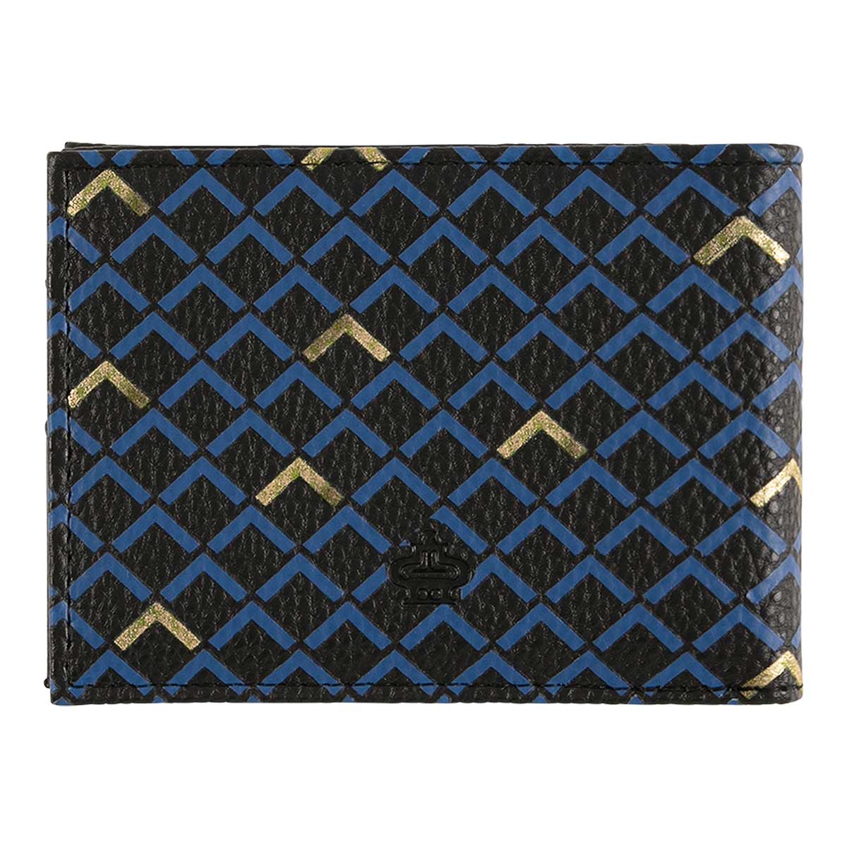 Portefeuille homme - motifs graphiques - bleu noir doré