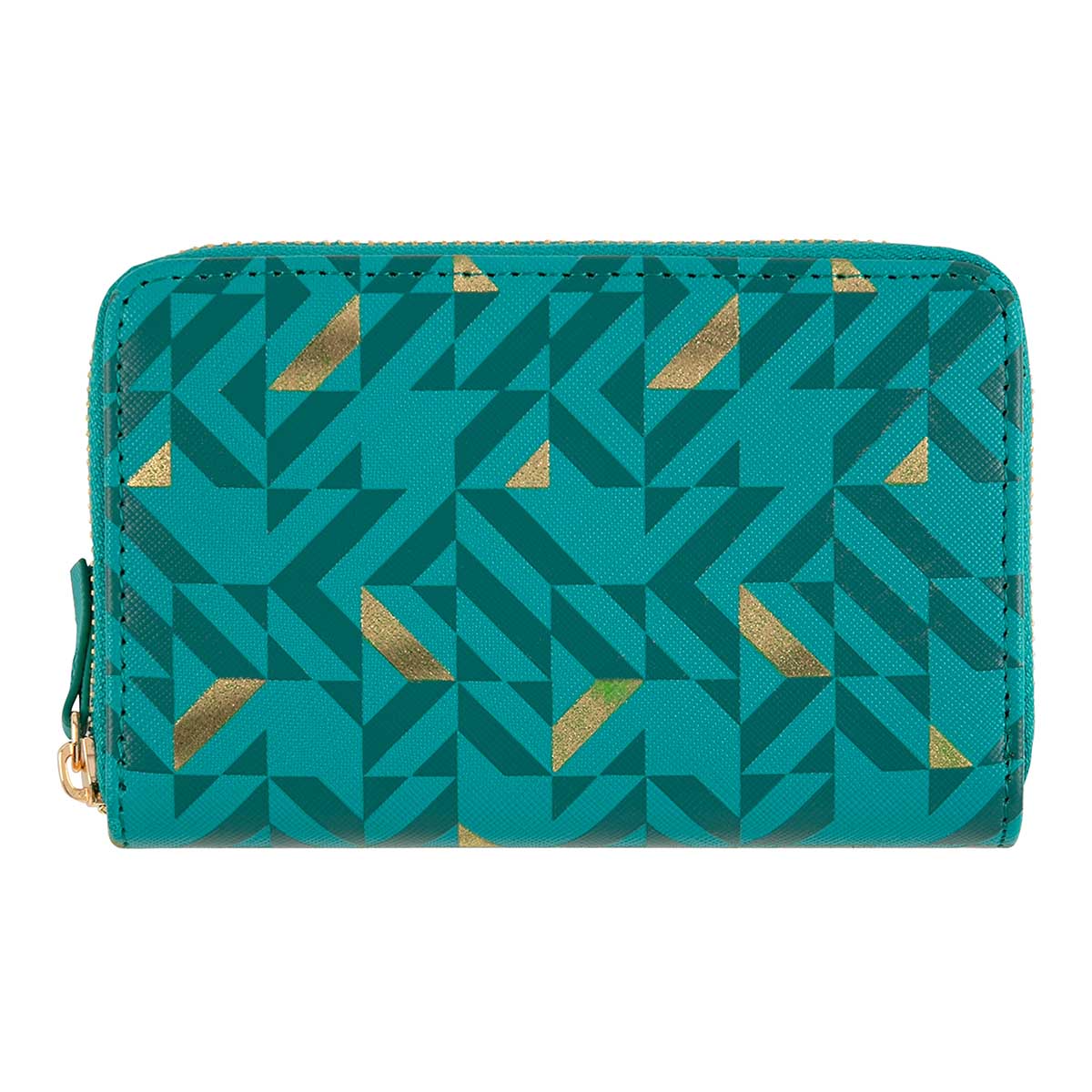 Portefeuille femme - vert turquoise et doré