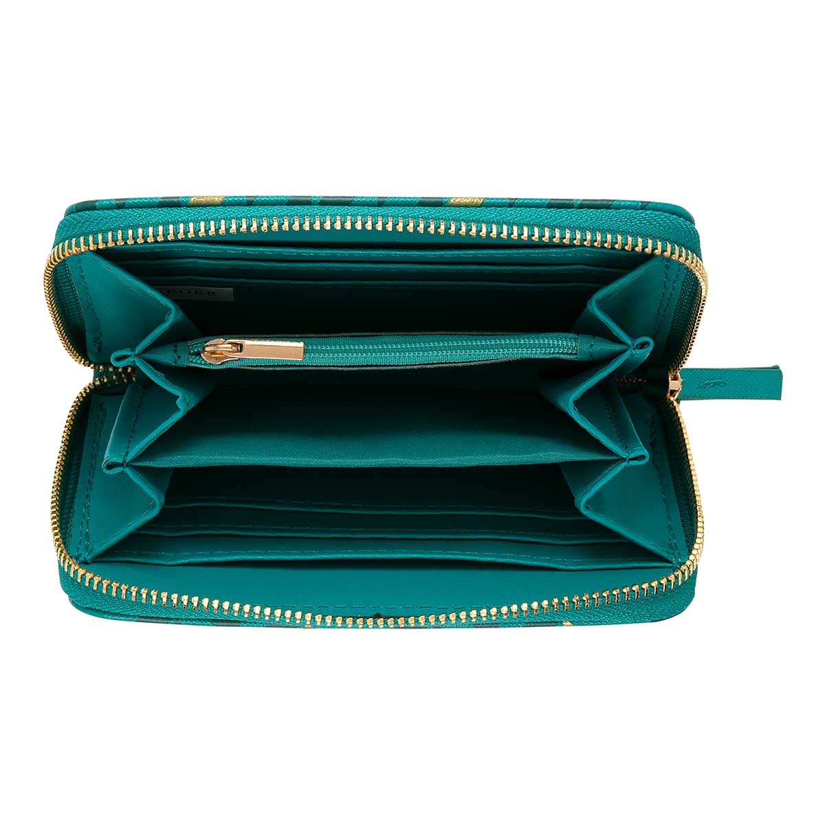 Portefeuille femme - vert turquoise et doré