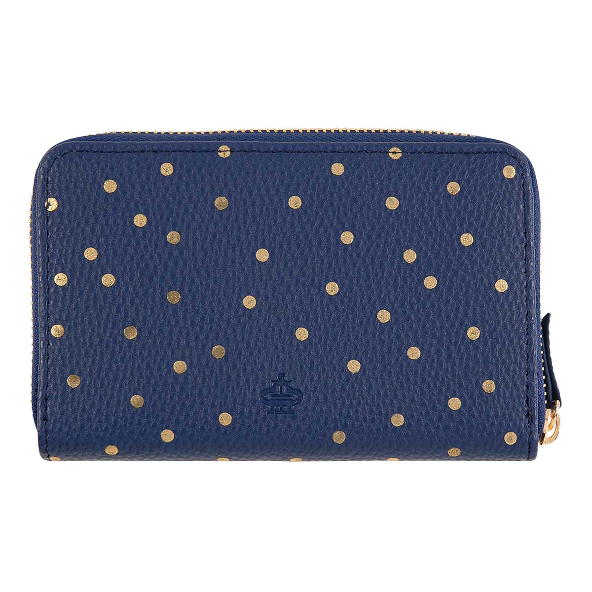 Portefeuille femme - pois dorés - bleu marine