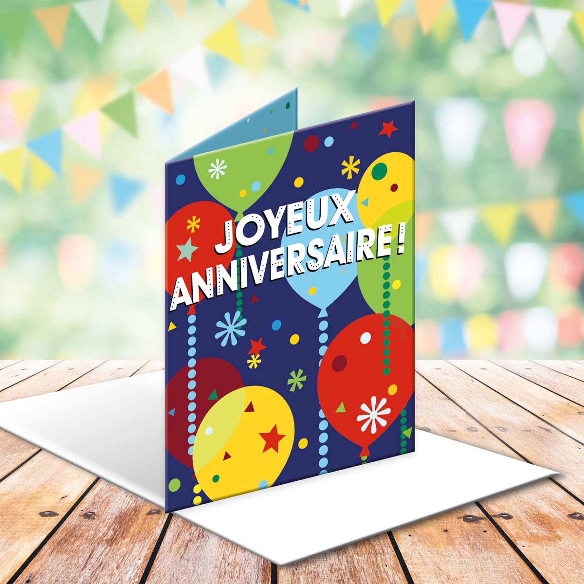 Grande carte anniversaire Ballons multicolores