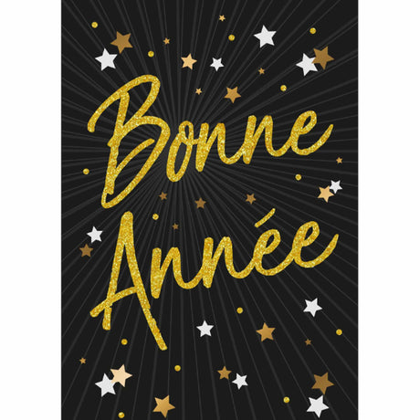 Carte Bonne année paillettes or