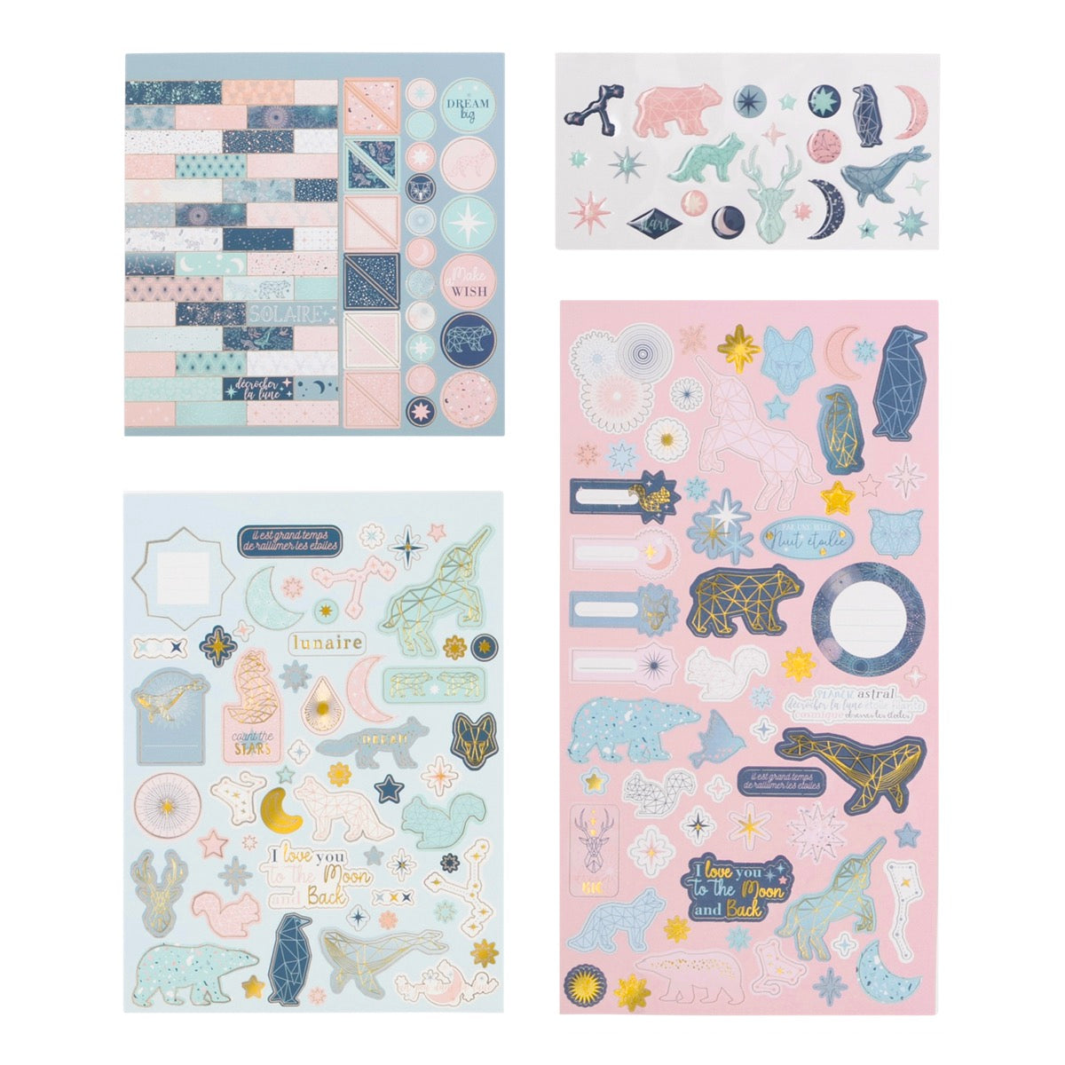 Kit stickers autocollants et die cuts Constellations