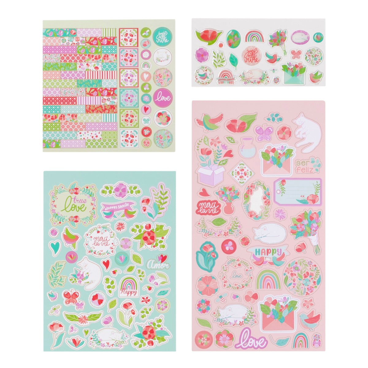 Kit stickers autocollants et die cuts Fleurs