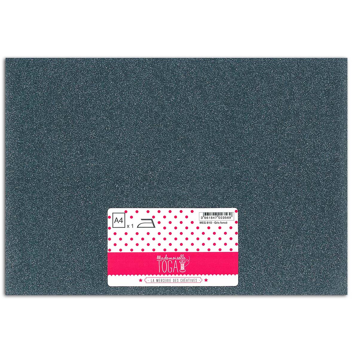 Tissu pailleté thermocollant - gris